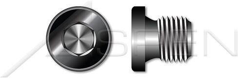 (60 pcs) M8-1.0, DIN 908, Metric, Pipe Plugs, Hex Socket Drive, Straight Thread, Steel, Plain in Kuwait