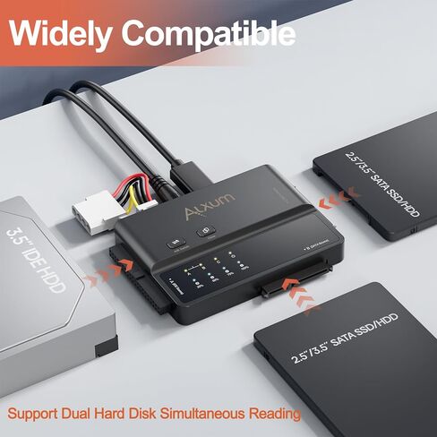 Alxum 3 in 1 Tool-Free PCIE NVME M.2 SATA IDE SSD Enclosure External-10Gbps USB 3.2 Type C Hard Drive Reader for 2230/2242/2260/2280,2.5" /3.5" SATA SSD and 3.5" IDE HDD in Saudi Arabia