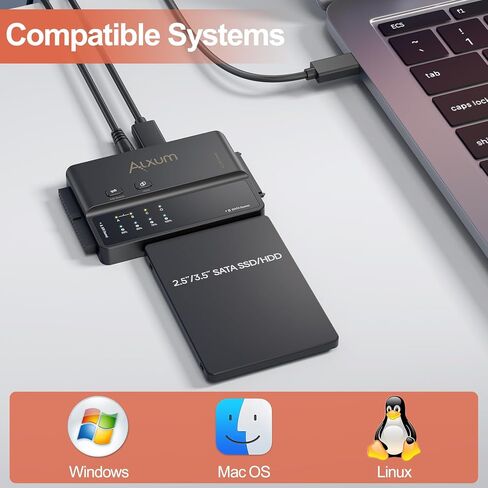 Alxum 3 in 1 Tool-Free PCIE NVME M.2 SATA IDE SSD Enclosure External-10Gbps USB 3.2 Type C Hard Drive Reader for 2230/2242/2260/2280,2.5" /3.5" SATA SSD and 3.5" IDE HDD in Saudi Arabia