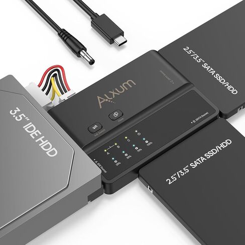 Alxum 3 in 1 Tool-Free PCIE NVME M.2 SATA IDE SSD Enclosure External-10Gbps USB 3.2 Type C Hard Drive Reader for 2230/2242/2260/2280,2.5" /3.5" SATA SSD and 3.5" IDE HDD in Saudi Arabia