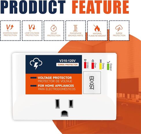 Surge Protector for Home Appliances, 120V 15A Voltage Protector Outlet with 140J Lightning Protection, Wall Overload & Power Surge Protection Plug for Refrigerator, TV, Computer, Washing Machine in Kuwait