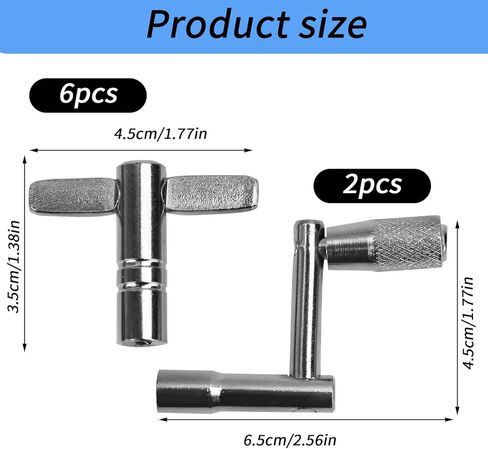Drum Key Drill Bit Set, 6pcs Standard Square Lug Drum Key & 2pcs Fast Rotary Drum Keys Music Tuning Accessories for Turning Drum in Saudi Arabia