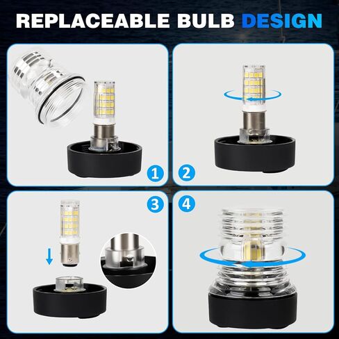 ضوء مرساة رأس الصاري ، 3nm الرؤية 360 درجة قارب جميع الضوء المستدير ، أضواء التنقل في القوارب البيضاء للمركبة للبحرية ، المركب الشراعي ، عائق ، قوارب طراد المقصورة وقوارب الصيد in Kuwait
