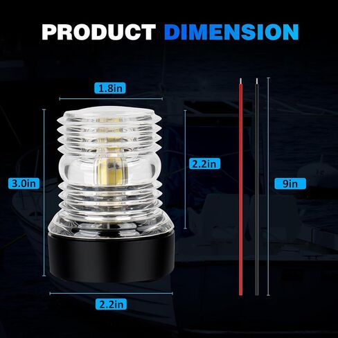 ضوء مرساة رأس الصاري ، 3nm الرؤية 360 درجة قارب جميع الضوء المستدير ، أضواء التنقل في القوارب البيضاء للمركبة للبحرية ، المركب الشراعي ، عائق ، قوارب طراد المقصورة وقوارب الصيد in Kuwait