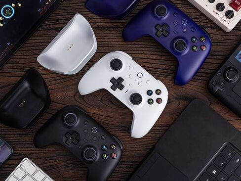 8BitDo Ultimate 2 Wireless Controller with TMR Joysticks for Windows & Android, Gaming Controller with Switchable Hall Effect/Tactile Triggers, RGB Fire Ring, 8Speed Wireless Tech, Charging Dock, White in Saudi Arabia