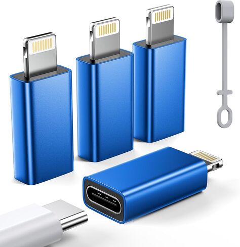 LERTOSEN MFi Certified USB C to Lightning Adapter 4-Pack | 27W Fast Charging & Data Sync, For iPhone 14/13/12/Pro/Max,iPad,AirPods, With Anti-Loss Lanyard,20000+Plug, Not for Audio/OTG in Saudi Arabia