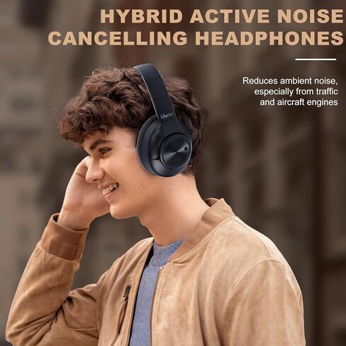 Active Noise Cancelling Headphones: Hybrid Bluetooth Headphones Over Ear with HiFi Audio - Wireless Headset 60H Playtime for Android Bluetooth Devices (Silver) in Saudi Arabia