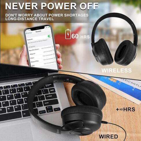Active Noise Cancelling Headphones: Hybrid Bluetooth Headphones Over Ear with HiFi Audio - Wireless Headset 60H Playtime for Android Bluetooth Devices (Silver) in Saudi Arabia