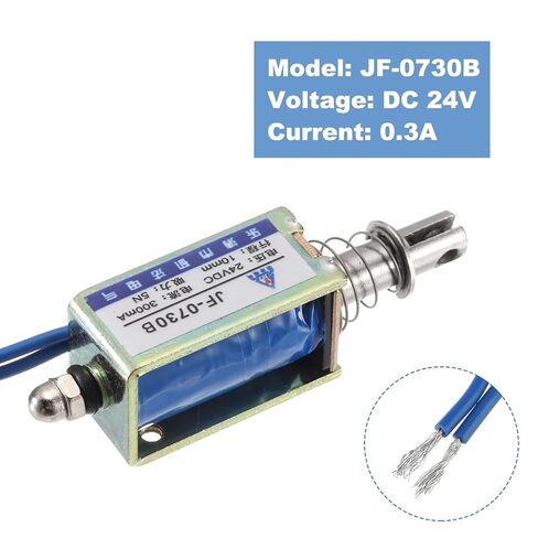 MECCANIXITY DC 24V 0.3A Solenoid Electromagnet Push Pull Type 5N 10mm Stroke Solenoid Actuator Open Frame Linear Motion JF-0730B Magnet Solenoid in Kuwait