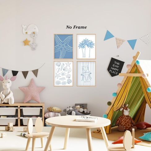 قوارب Wades Beach Coastal Shell المطبوعات الفنية غير المطلقة ، صدف شاطئ الملصقات الساحلية والمطبوعات ديكور جدار الفن ، صدف ديكور الجدار العصري للبحيرة منزل غرفة نوم. in Kuwait