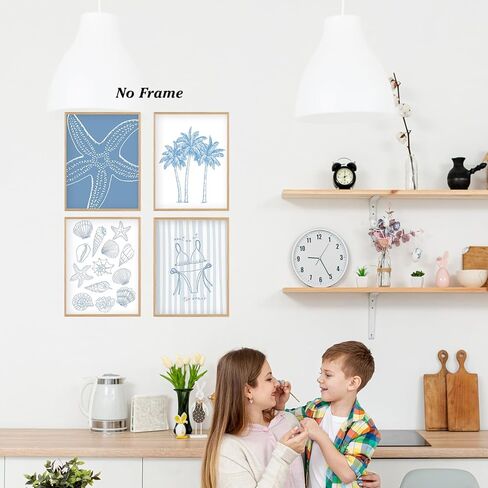 قوارب Wades Beach Coastal Shell المطبوعات الفنية غير المطلقة ، صدف شاطئ الملصقات الساحلية والمطبوعات ديكور جدار الفن ، صدف ديكور الجدار العصري للبحيرة منزل غرفة نوم. in Kuwait