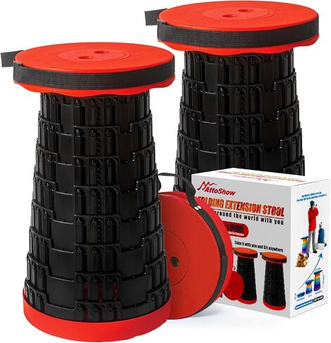 2025 2PCS Upgraded Collapsible Stool Thickened Set, Portable Stool Folding Stools, Foldable Chair for Camping Fishing Hiking BBQ and Outdoor Activities - Max 500lbs (Black) in Saudi Arabia