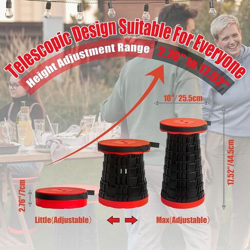 2025 2PCS Upgraded Collapsible Stool Thickened Set, Portable Stool Folding Stools, Foldable Chair for Camping Fishing Hiking BBQ and Outdoor Activities - Max 500lbs (Black) in Saudi Arabia