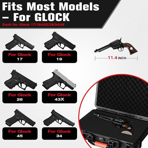 Gun Case Box for Pistol Handgun: TSA Approved Waterproof Handgun Case with DIY Customizable Foam, Travel Carrying Cases for Pistols, Shockproof Hard Shell Firearm Storage Box for Transport & Storage in Kuwait