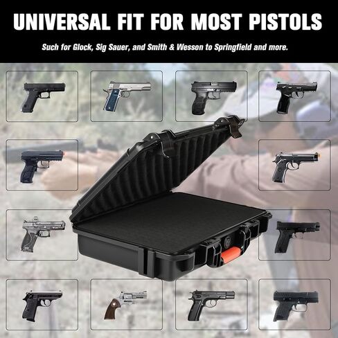 Gun Case Box for Pistol Handgun: TSA Approved Waterproof Handgun Case with DIY Customizable Foam, Travel Carrying Cases for Pistols, Shockproof Hard Shell Firearm Storage Box for Transport & Storage in Kuwait