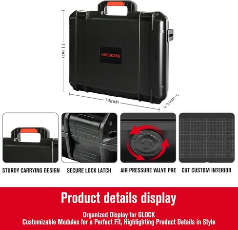 Gun Case Box for Pistol Handgun: TSA Approved Waterproof Handgun Case with DIY Customizable Foam, Travel Carrying Cases for Pistols, Shockproof Hard Shell Firearm Storage Box for Transport & Storage in Kuwait