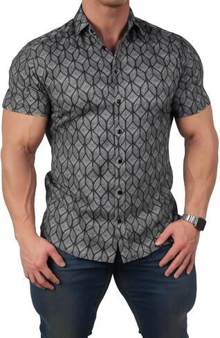 Men's Hawaiian Shirt, Soft and Comfortable Classic Pattern Print Shirts for Men, Short Sleeve Button Down Shirt in Saudi Arabia