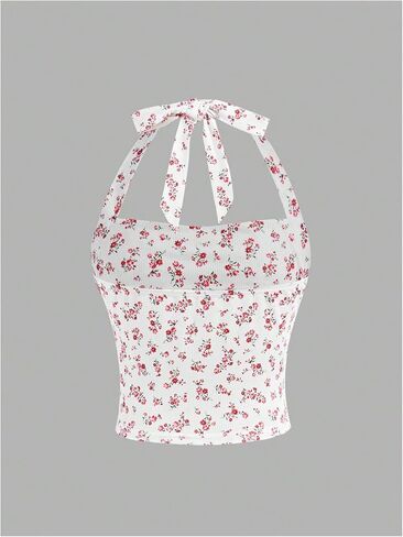 Milumia Girl's Ditsy Floral Halter أعلى بلا أكمام عارية الذراع in Kuwait