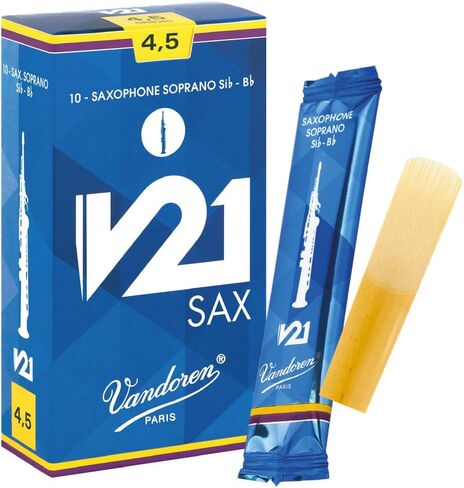Vandoren SR8045 Sop Sax V21 Reeds Strength 4.5; Box of 10 in Saudi Arabia