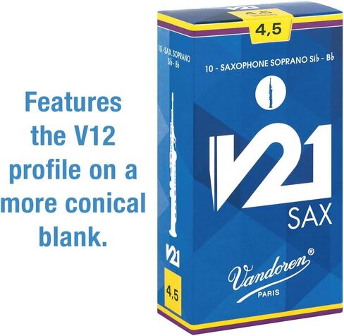 Vandoren SR8045 Sop Sax V21 Reeds Strength 4.5; Box of 10 in Saudi Arabia