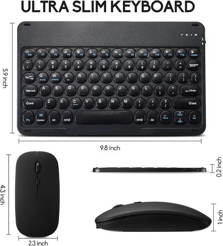 2 Pack Bluetooth Keyboard و Mouse Combo for iPad - لوحة مفاتيح لاسلكية قابلة لإعادة الشحن والماوس متوافقة مع iPad 9/8th Gen ، iPad Pro/Air/Mini ، iPhone14/13/20 ، مفاتيح مستديرة أصفر in Saudi Arabia