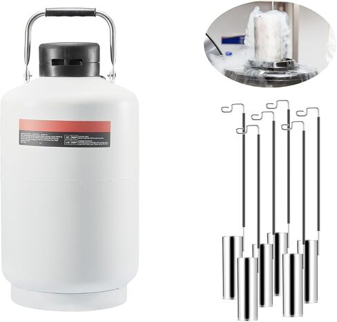 Happybuy 10L Liquid Nitrogen Tank, Aluminum Alloy Dewar with 6 Canisters, Carry Bag & Straps, Cryogenic LN2 Tank for Beauty, Semen Preservation & Scientific Use in Saudi Arabia