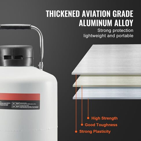 Happybuy 10L Liquid Nitrogen Tank, Aluminum Alloy Dewar with 6 Canisters, Carry Bag & Straps, Cryogenic LN2 Tank for Beauty, Semen Preservation & Scientific Use in Saudi Arabia
