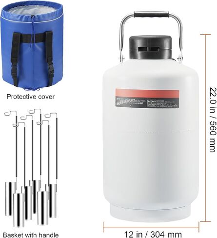 Happybuy 10L Liquid Nitrogen Tank, Aluminum Alloy Dewar with 6 Canisters, Carry Bag & Straps, Cryogenic LN2 Tank for Beauty, Semen Preservation & Scientific Use in Saudi Arabia