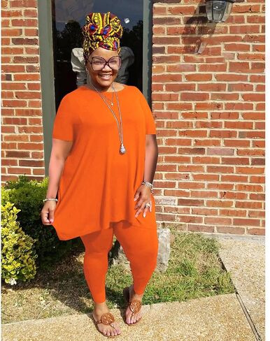 Yegine Women Plus Size 2 قطعة ملابس قصيرة من الأكمام و Pant Pant Set Lounge Sets Tracksuit أصفر 2XL in Kuwait