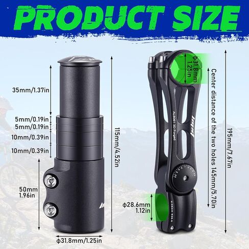TOBWOLF Bike Stem Riser & Adjustable MTB Bicycle Stem, Universal 31.8mm Bike Stem, ±90 Degree Handlebar Stem for Angle Adjustment, Aluminum Bike Fork Stem Extender for E-Bike Road Bike BMX Bicycle in Saudi Arabia