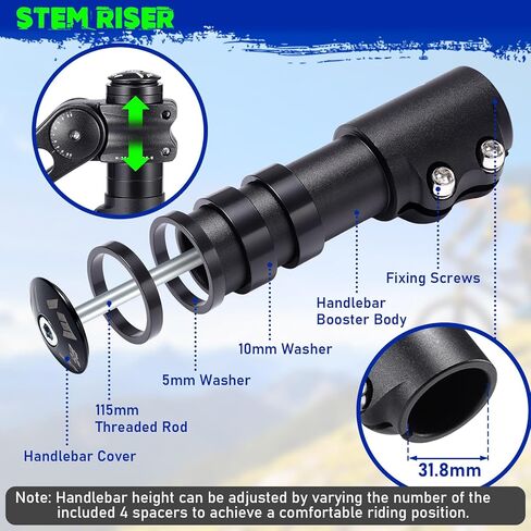 TOBWOLF Bike Stem Riser & Adjustable MTB Bicycle Stem, Universal 31.8mm Bike Stem, ±90 Degree Handlebar Stem for Angle Adjustment, Aluminum Bike Fork Stem Extender for E-Bike Road Bike BMX Bicycle in Saudi Arabia