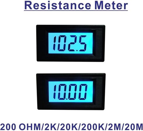 LCD Digital Ohmmeter Resistance Meter Ohm Meter Meter Meter Resertor Tester 0-200 Ohm 2K ​​20K 200K 2M 20M OHMMETRO (200K ، PW AC أو DC8-12V) in Saudi Arabia