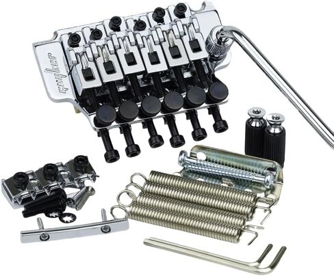 Guyker Double Rocking Tremolo Bridge ، 6 String Electric Guitar Guitar Spring Stabilizer Device Vibrato Saddle Saddle Complete Install install ontection (GKS2000 Black ، طول قفل السلسلة 42 مم) in Saudi Arabia