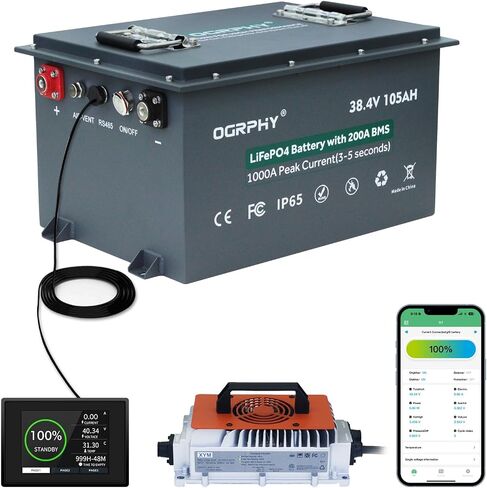 بطارية 36V الليثيوم ، بطاريات عربة غولف 3.84 كيلو وات في الساعة مع 200A BMS ، بطارية 25A LIFEPO4 مع شاحن ، 1000A ذروة تيار مثالي لعربة الجولف ، الطاقة الشمسية ، محرك التصيد (100AH) in Kuwait