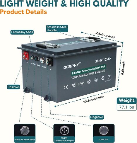بطارية 36V الليثيوم ، بطاريات عربة غولف 3.84 كيلو وات في الساعة مع 200A BMS ، بطارية 25A LIFEPO4 مع شاحن ، 1000A ذروة تيار مثالي لعربة الجولف ، الطاقة الشمسية ، محرك التصيد (100AH) in Kuwait