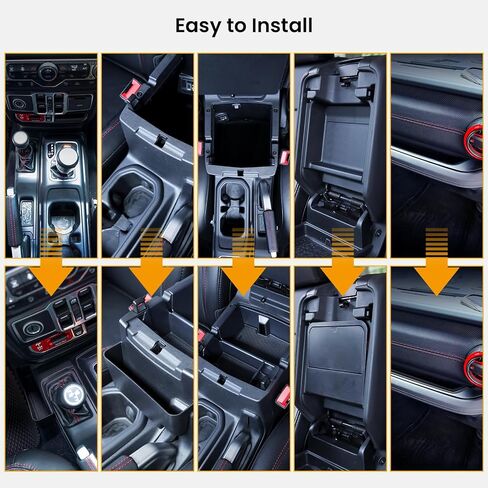 5PCS Center Console Organizer for 2018-2023 Jeep Wrangler JL JLU and Gladiator JT Accessories, Gear Shift Tray, Hanging Storage Box, Armrest Hidden Box, Passenger Side Grab Bar Tray, Not for JK in Kuwait