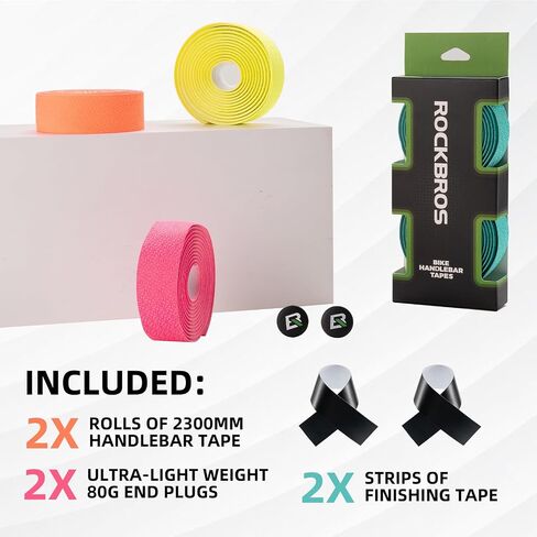 ROCKBROS EVA Bike Handlebar Tape for Road Bike Comfort Bicycle Bar Tape Non-Slip Durable Bike Bar Tape Grip 2 Pcs,Orange in Saudi Arabia