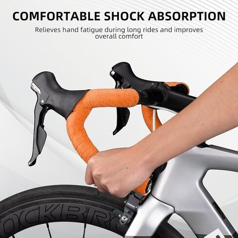 Rockbros Eva Bike Handlebar Tape for Road Bike Comfort Bickle Bare Bar Tape Non-Slip Dare Bike Bar Bar Grip 2 PCS ، Orange in Kuwait