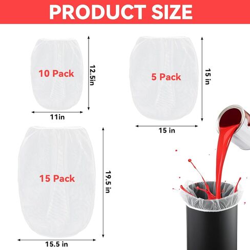 30 Pcs Fine Mesh Filter Bags - 5 Gallon, 2 Gallon & 1 Gallon - Disposable Paint Strainer with Elastic Top Opening - Hydroponic Filter Bag (White) in Kuwait