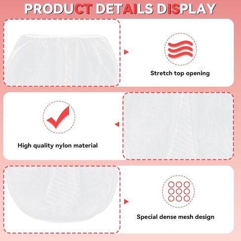 30 Pcs Fine Mesh Filter Bags - 5 Gallon, 2 Gallon & 1 Gallon - Disposable Paint Strainer with Elastic Top Opening - Hydroponic Filter Bag (White) in Kuwait