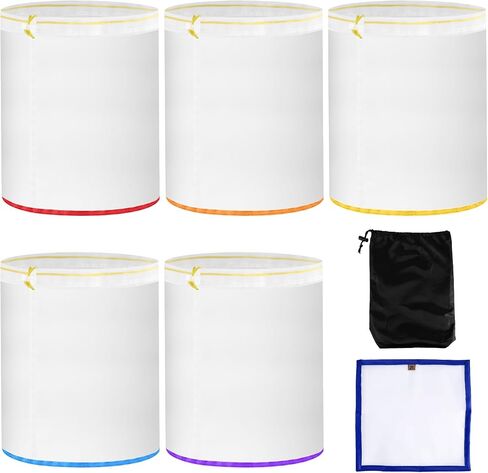 5 Pack 5-Gallon Mesh Filter Bags, 5 Color Reusable Fine Nylon Strainer Bag Set with Pressing Screen & Storage Pouch for 5 Gallon Cold Brew Buckets (25 to 220 Micron) in Saudi Arabia