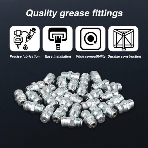 30pcs Grease Zerk Fittings, 1/4in-28 SAE Straight Thread Grease Nipples for Automotive Machinery and Industrial Equipment Replacement Accessories Part in Saudi Arabia