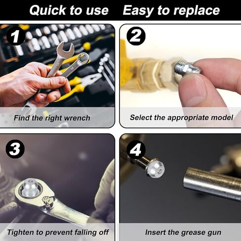 30pcs Grease Zerk Fittings, 1/4in-28 SAE Straight Thread Grease Nipples for Automotive Machinery and Industrial Equipment Replacement Accessories Part in Saudi Arabia
