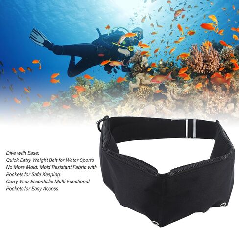 Topyond Scuba Weight Belt with Pockets, Quick Dry Nylon 600d Oxford Cloth and Double D Shape Buckle Diving Pocket Weight Belt for Snorkeling and Water Sports, Adjustable Belt in Saudi Arabia