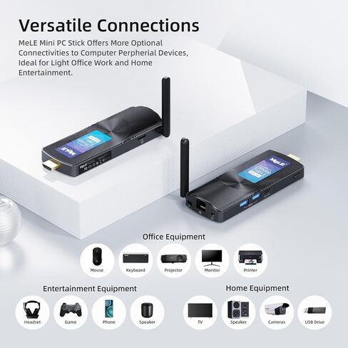 MeLE PCG02 Mini PC Stick with Windows 11 Pro, Fanless N100 PC 8GB RAM 128GB Storage, Micro Computer Desktop Full Functional USB-C, Wi-Fi5 Gigabit Ethernet BT5.1 on Business Office Industrial IoT Home in Kuwait