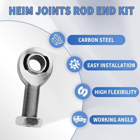 7/8 "-14 HEIM JOIND ROD END KIT اليسار واليد اليمنى (خيوط RH & LH) مع صواميل المربى ، 7/8 عمود × 3/4 مفاصل رأس in Saudi Arabia