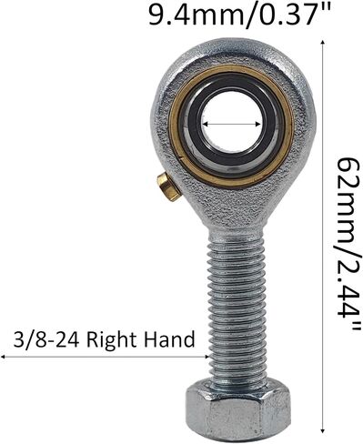 2pcs posb6 محمل نهاية قضيب الذكور ، 9.5 ملم يتحمل مع 3/8-24 خيط اليد اليمنى ، Chrome الفولاذ المصدر ذاتيا heim المفصل مع مقبس كرة الدقة ، مربى الصف الصناعي المشمولة in Kuwait