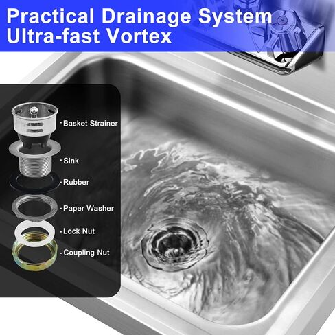 Giantex Stainless Steel Hand Sink with Faucet, Side Splash, Two Temperature Water Inlet, 17" x 15" Commercial Sink for Restaurant, Kitchen, Wall Mount in Saudi Arabia