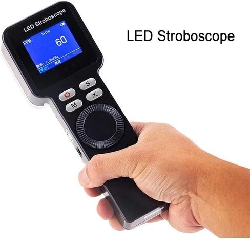 Handheld Stroboscope, LED Digital Strobe Light Tachometer, Range 1-999999 RPM, Non Contact Motor Engine Speed Analyzer, Rechargeable, for Gears, Tires to Measure in Saudi Arabia