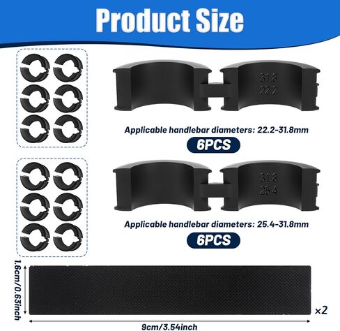 حشية مطاطية من 12 PCS دراجة مقود ناظر 22.2/25.4 إلى 31.8 مم 2 من طوقا ديي المطاط ، مضاد للخلاف مضاد للانزلاق محولات فاصل الدراجة الجذعية للدراجة للدراجات الجبلية للدراجات الجبلية على الطريق الجبلي in Kuwait